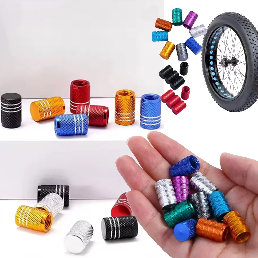 Cylindrical Aluminum Car Tire Valve Stem Caps Bike Motorcycle Alloy Valve Dust Covers Reticulated Surface Wheel Rim Plug Caps