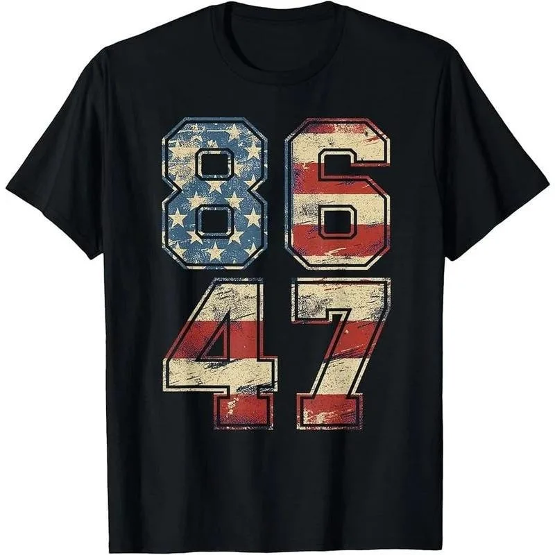 

Vintage USA Flag 86 47 Numbers Graphic T Shirt Retro American Flag Print Tee Casual Short Sleeve Top for Men Women