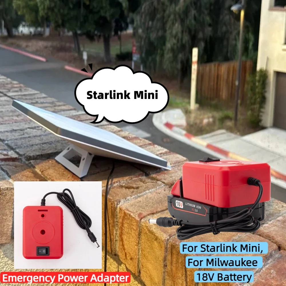 Emergency Power Adapter for Starlink Mini, for Milwaukee 18V Battery, 1M Cord Power Supply for Starlink Mini Satellite Internet