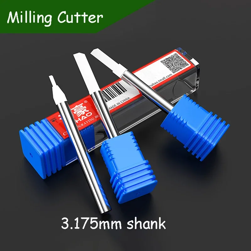 

3.175mm Single Edge Pillar Cutter Acrylic Double Color Plate Wood Carving Straight Cutter CNC Engraving Machine Cutting Tool Bit