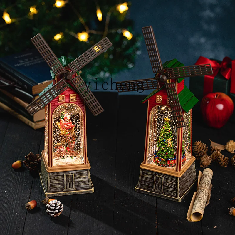 

FY Christmas windmill rotating snow music box music box children's birthday gift crystal ball model