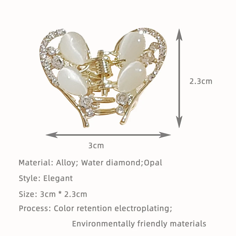 New Small Metal Rhinestone Hair Clips For Girl Women Hairpins Summer Sweet Side Barrettes Shining Opal Graw Clip