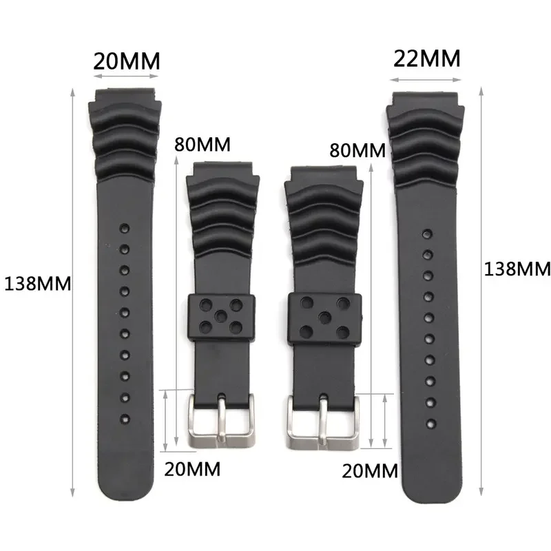 Wrist Strap for Seiko 20mm 22mm 24mm Diver Rubber Watch Band Silicone Sports Bracelet for Seiko SKX007/009 for Casio Watch