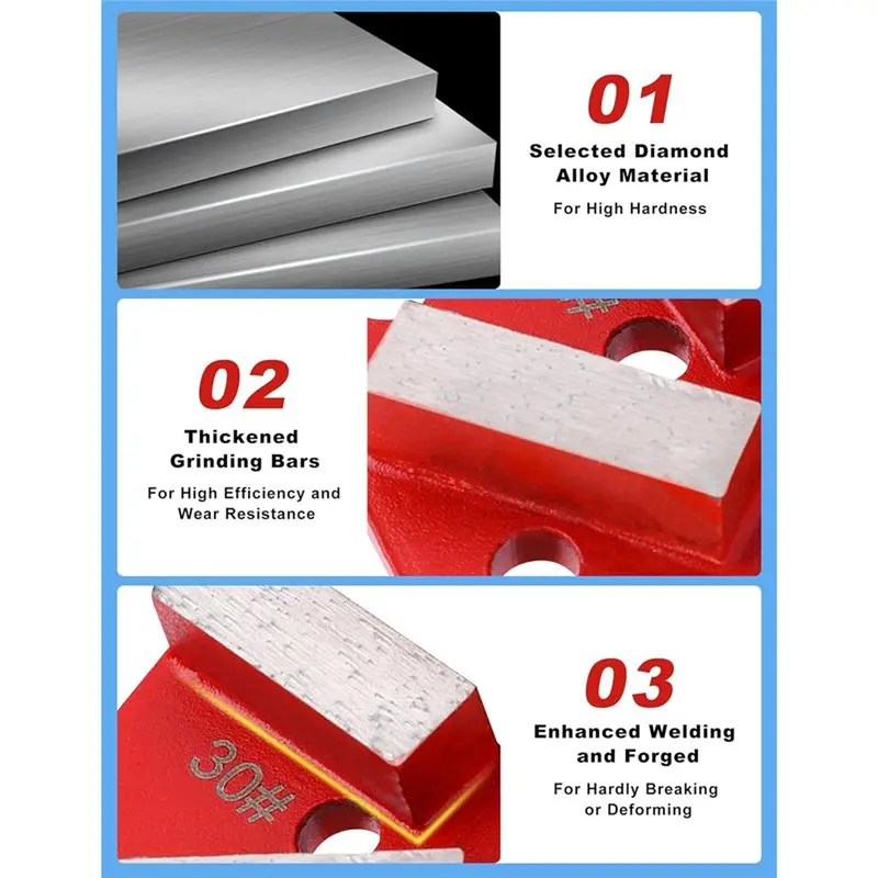 DTA4-Concrete Floor Grinding Disc Trapezoid Diamond Grinding Disc 30 Grit Metal Scraper Shoes Kit