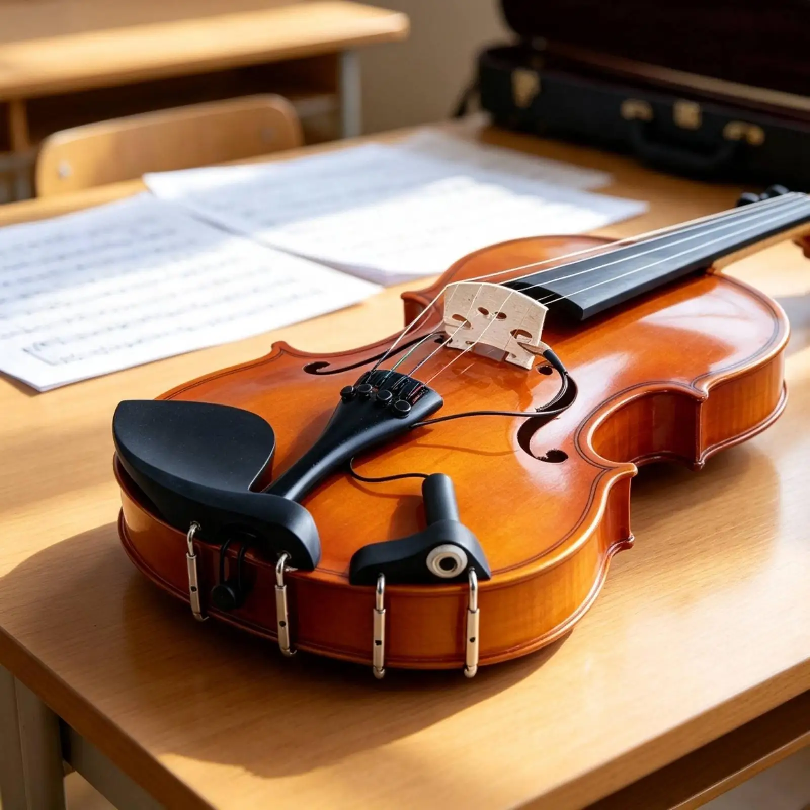 Violin Transducer Pickup with Maple Wood Construction and Secure Bridge Clamp for Professional Musician Amplification