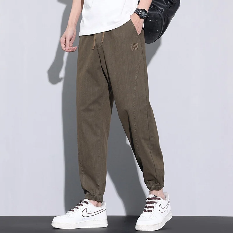 [M-4XL] Men's casual summer thin cuffed men's men's drawstring harem loose breathable trousers suitable for body shape