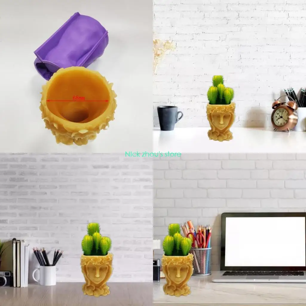 

E15E 3D Pen Holder Flower Pot Silicone Mold Epoxy Resin Mold DIY Decoration Tools Plaster Crafts Making Supplies