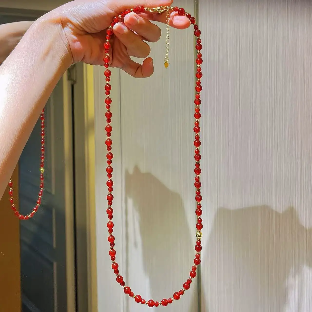 Healing Icy Carnelian & Agate Layering Necklace, Natural Red Gemstone Choker & Sweater Chain for Vitality & Balance, Daily Wear