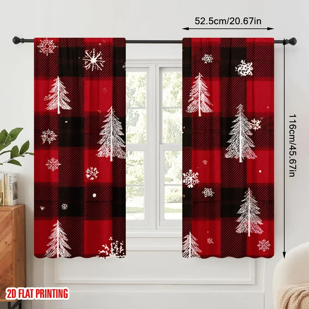 2pcs,2D plane printing Light Filtering Curtains christmas trees2 Versatile 100% Polyester (without rod) Versatile All Use for