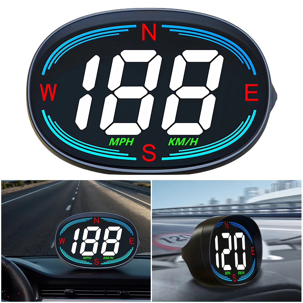 

Head-Up Display Speed Real Time Display Speed Alarm Gadgets with Sunshade MPH KM/H Speed Gauge Dual Modes Auto Electronic Device