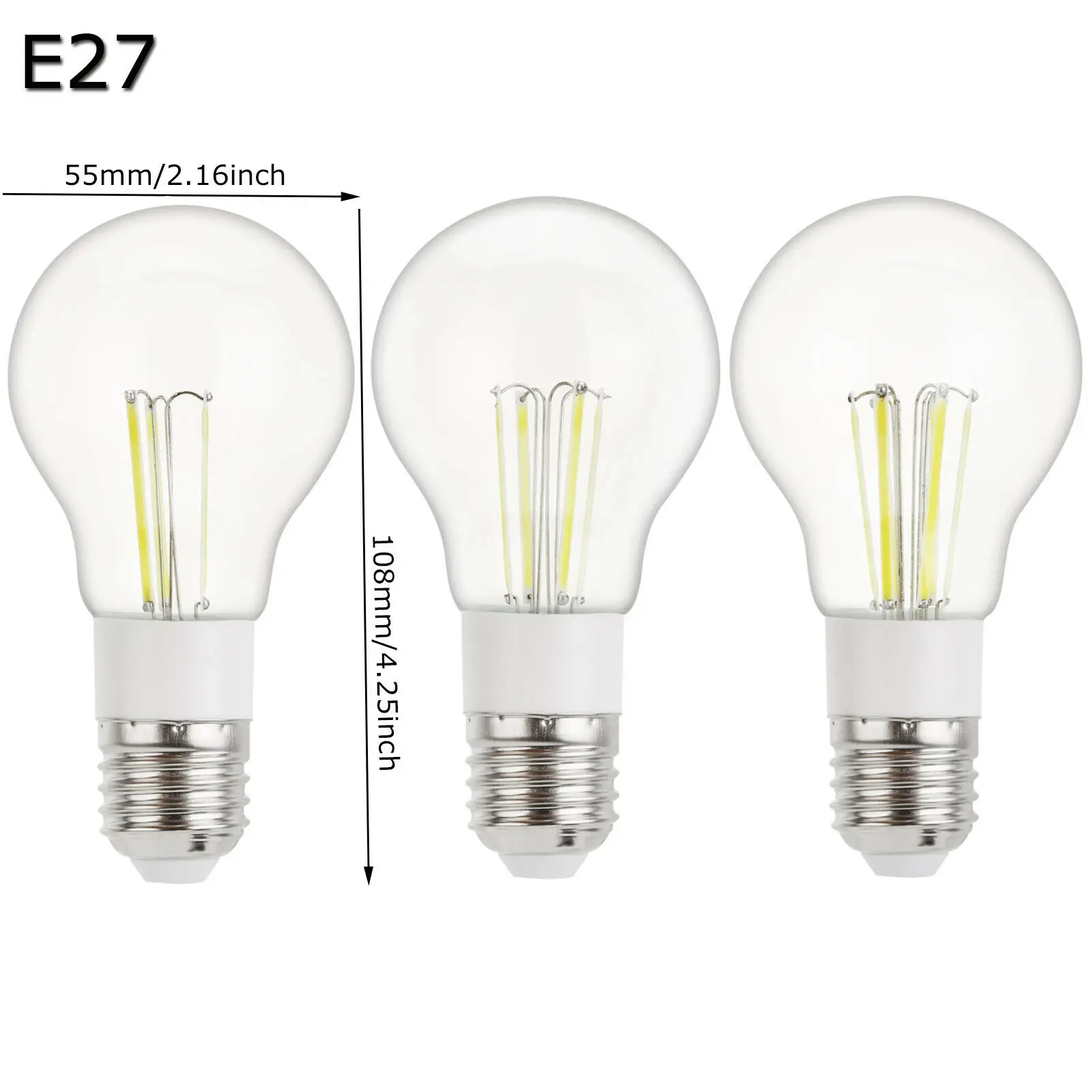 A55 Led Filament Globe Light Bulb Decoration Edisonscrew 4w Lighting 85-265v Halogen B22 Shell Retro Angle Cold Home Cob Vintage