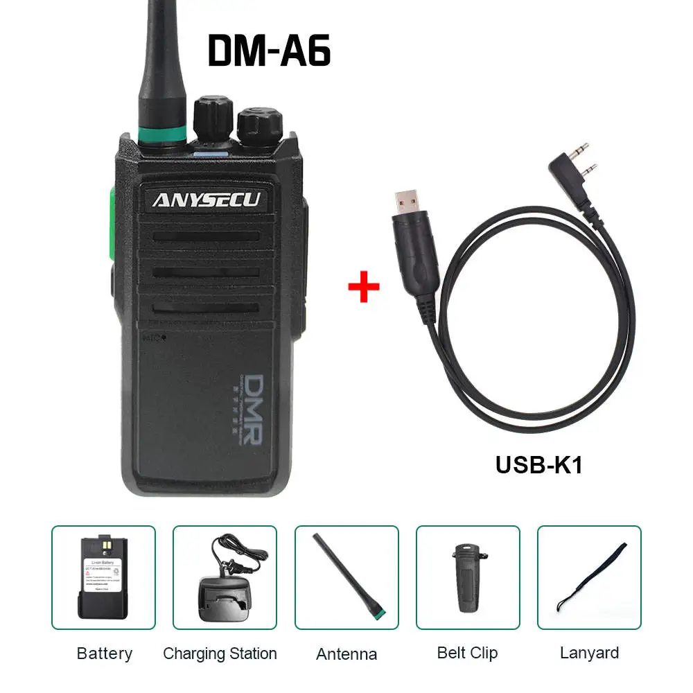 ANYSECU DM-A6 AES256 Encryption DMR Digital Radio 5W UHF 400-470MHz Analog and digital Dual AMBE+2TM Mode Portable Walkie Talkie