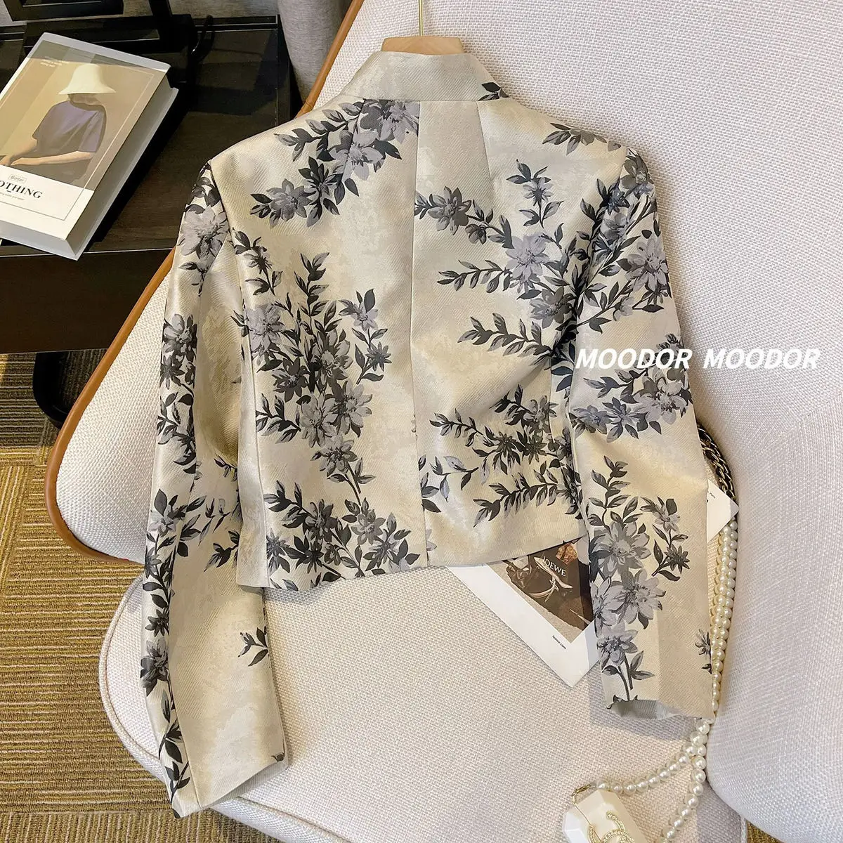 Women's Jacket  Jacket Chinese Ink Painting Single-breasted Jacket Spring and Autumn new High-grade Retro Buckle Short Tang Suit