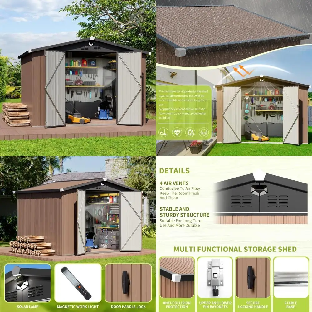 سقيفة تخزين كبيرة خارجية - مبنى معدني مقاوم للماء مقاس 10 × 8 مع أبواب قابلة للقفل للاستخدام في الفناء الخلفي #1