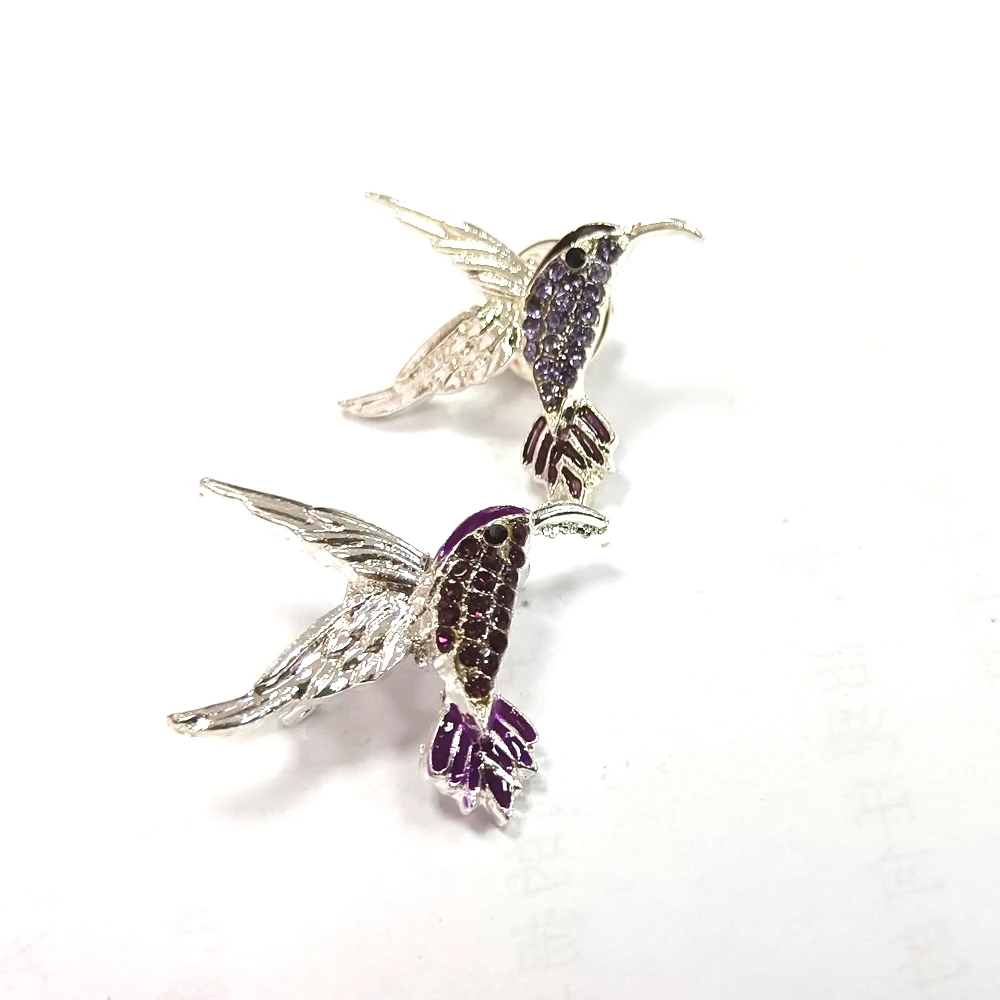 

20pcs Cute Small Hummingbird Brooch Pin Purple Rhinestone Crystal Animal Brid Brooches Wedding Brooches Pins