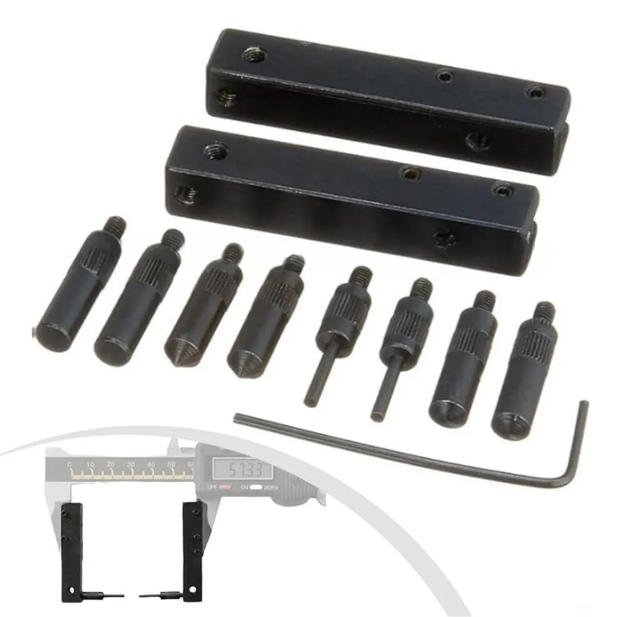 Digital Caliper Accessories Kit 8 Measuring Points 2 Clamps 1 Wrench for Internal External Groove Step Measurement Tools