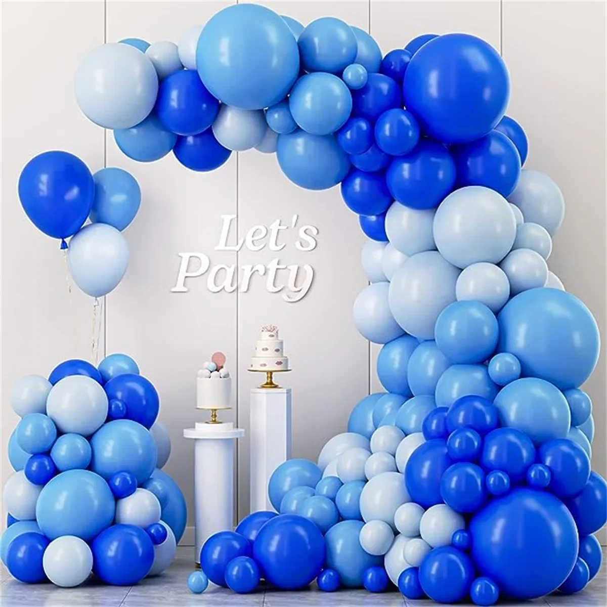 111 Pieces Gray Blue and White Balloon Arch Set Marine Themed Birthday Gift Party Holiday Indoor and Outdoor Decoration Supplies