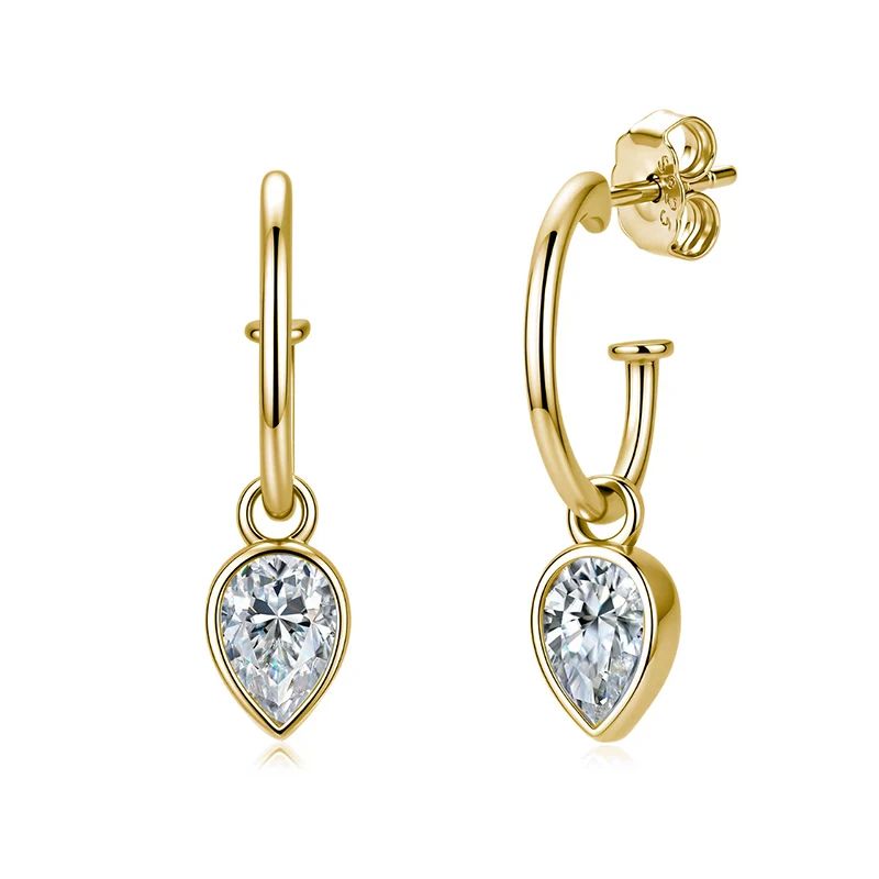 Smyoue 18k Plated 5*7MM Pear Cut Moissanite Drop Earrings for Women Girls Birthday Gift Wedding Jewelry 100% 925 Sterling Silver