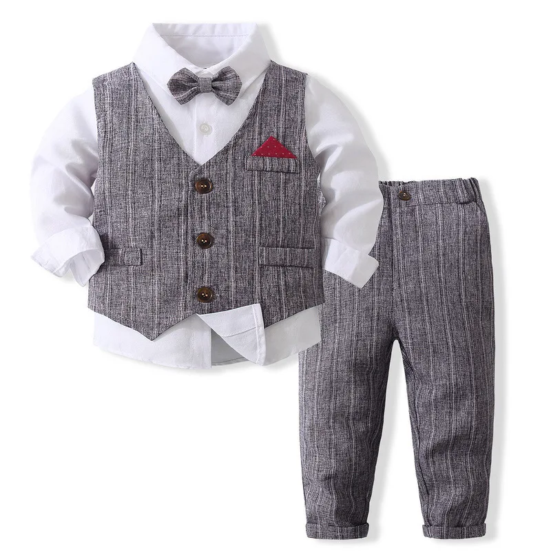 Vêtements de gentleman trempés pour bébé, tenues de printemps, costume de mariage pour tout-petits, glaçure trempée pour garçons, fête d'anniversaire, ensembles de 3 pièces, 1 an, 2 ans, 3 ans, 4 ans, 5 ans