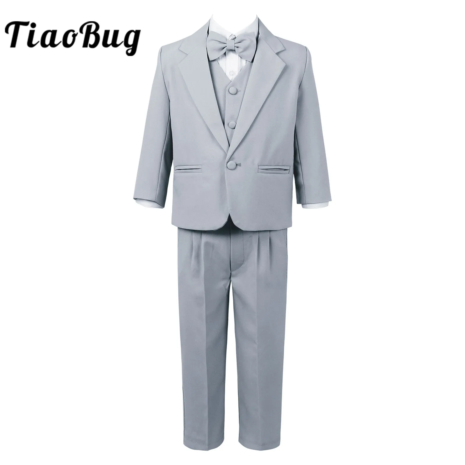 Kids Gentleman Outfits Jongens Formele Kleding Tuxedo Suits Jongen Wedding Suits Verjaardagsfeestje Doop Slijtage Baby Kleding Set