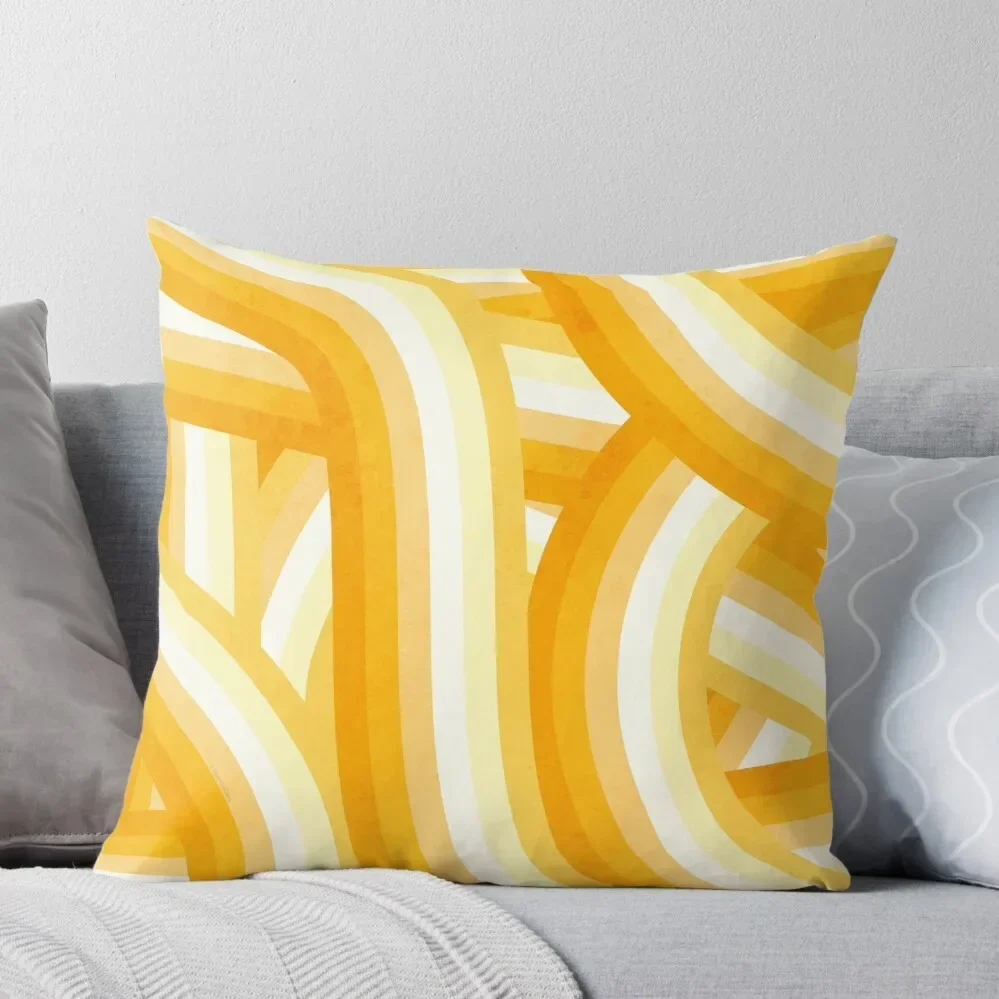 Mellow Yellow and Orange 70’s Style Rainbow Stripes Throw Pillow Elastic Cover For Sofa Christmas Cushion For Home Pillow