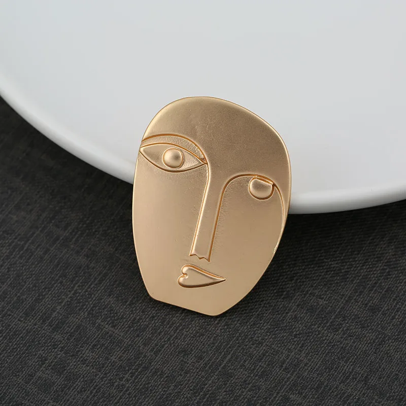 

2020, Female, Exaggerated, Male and Female, Abstract, Brooch, Metal, Suit Accessories, Half Face, Portrait, Women Brooch, Party