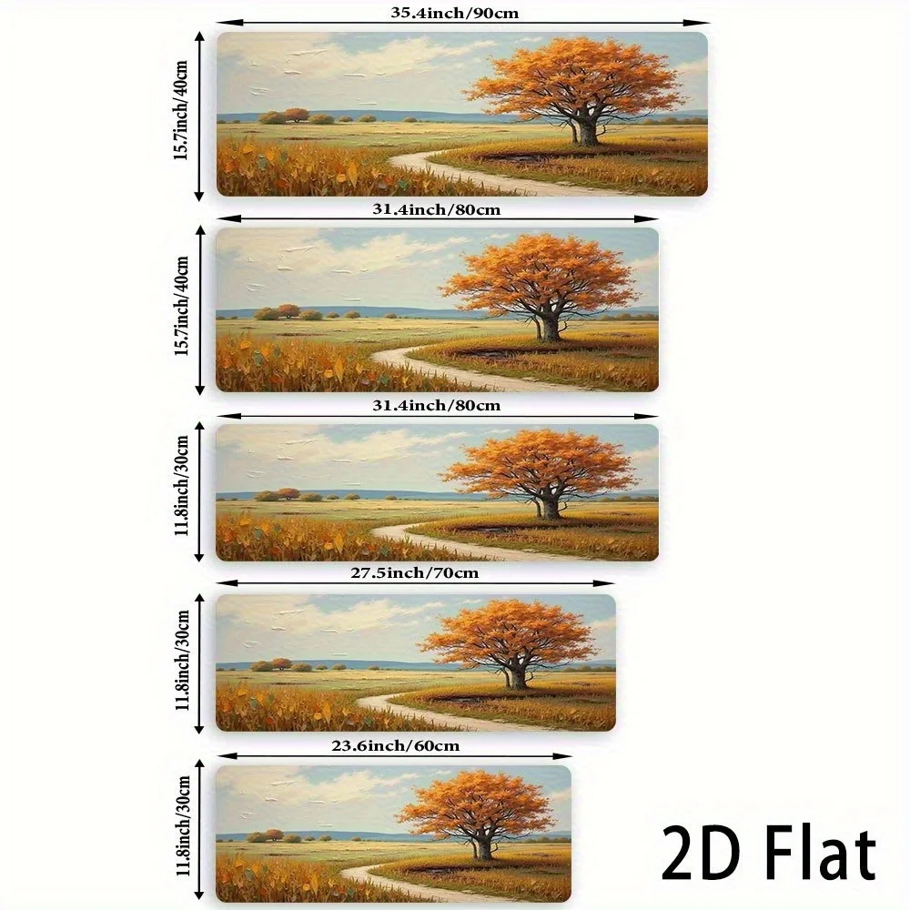Impressionist Autumn Countryside Tree Large Gaming Mouse Pad,Non-Slip Extended Desk Mat for Office, Scenic Fall Art Keyboard Pad
