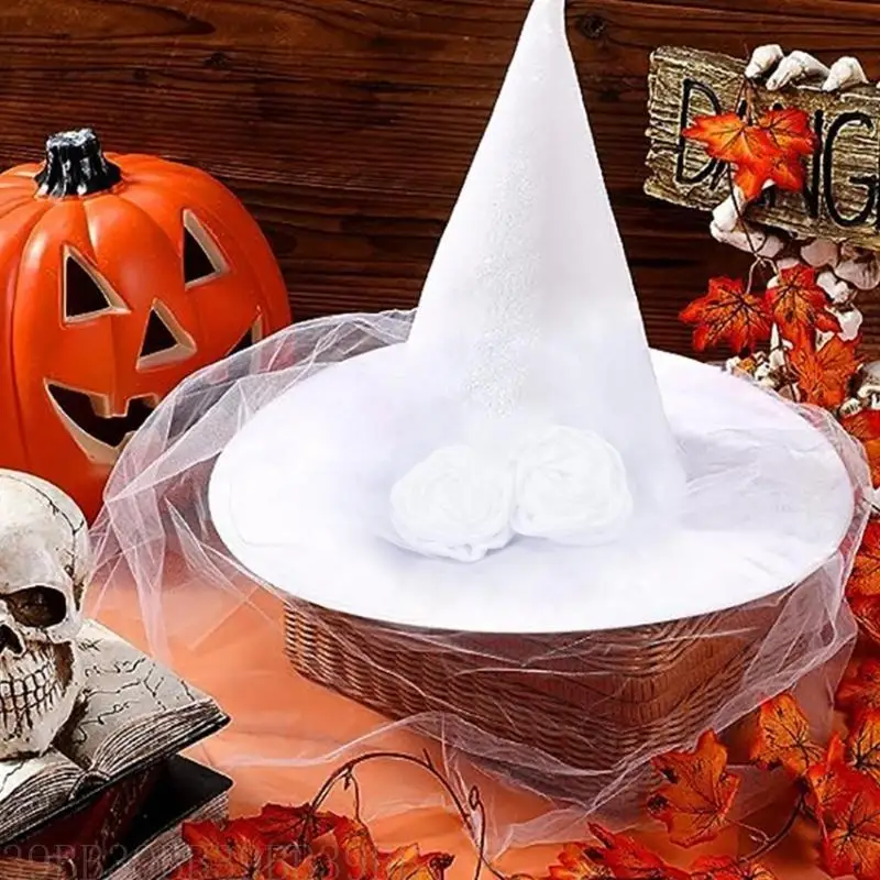 39BB Cappello da stregoneria Scary Bride con provviste cappello da stregone in costume Halloween velo