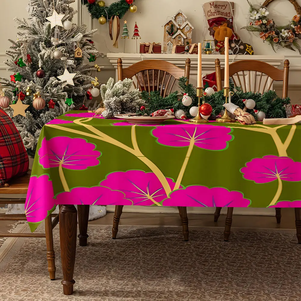 Magenta Anemone Table Cloth Waterproof Tablecloth Spill Proof Table Cloth, Wipe Clean Table Cloth for Dining Camping
