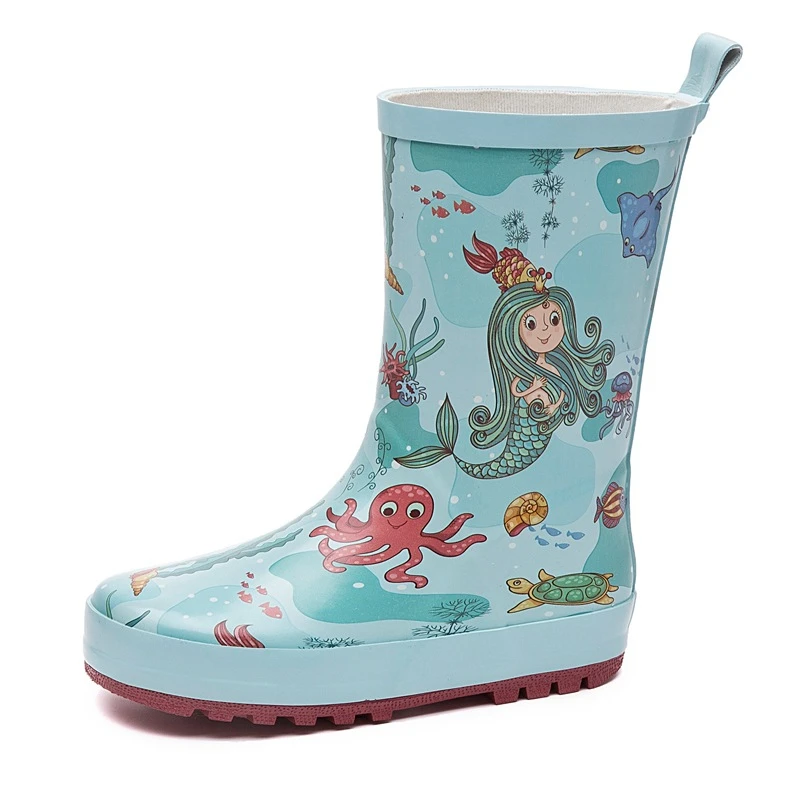 New 2023 Children Boys Girls Fashion Rubber Rain Boots Waterproof Animal Cartoon Rainboots Kids Water Shoes Wellies