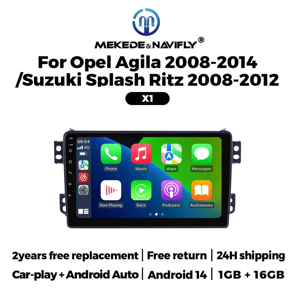 Voor OPEL Agila SUZUKI Splash Ritz 2008-2014 Android 14 Autoradio Multimedia Video Player Autoradio Draadloze Carplay Android auto