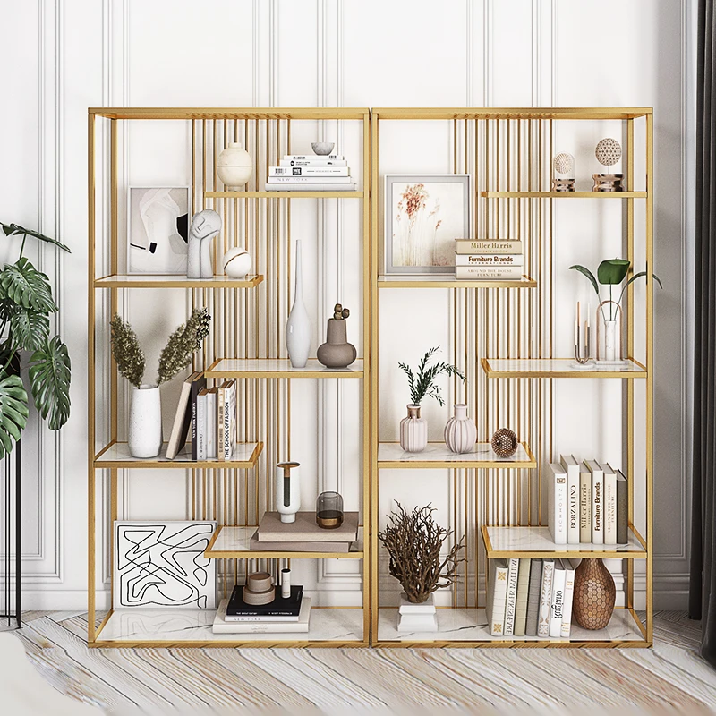 Wholesale Living Room Furniture Multi-layer Shelving Luxury Industrial Cabinets Metal Bookshelves