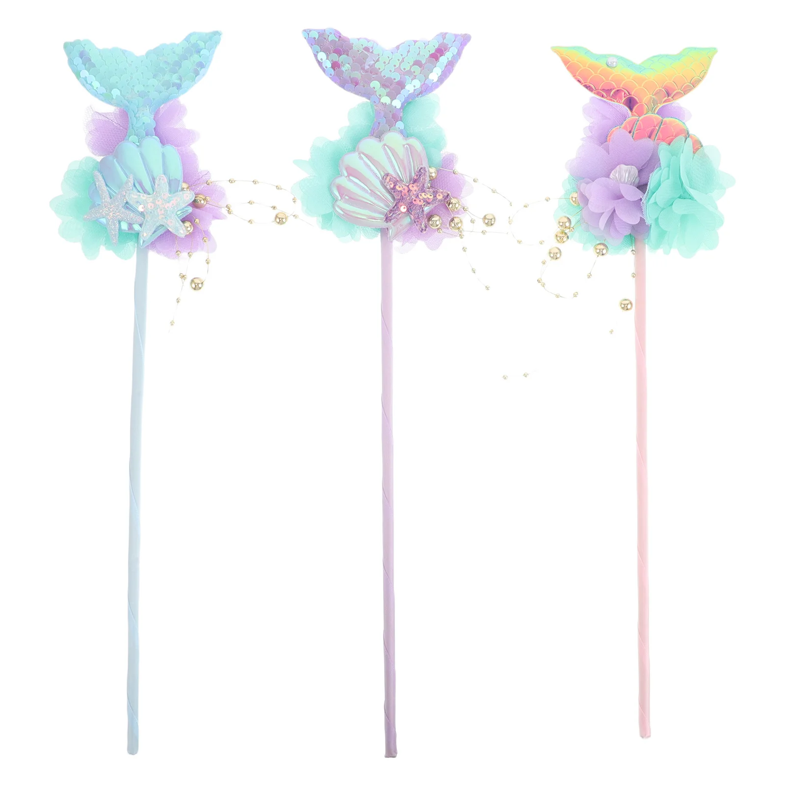 

3Pcs Mermaid Fairy Wands Sparkling Sequin Tail Birthday Party Favors Festival Princess Wand Accessories