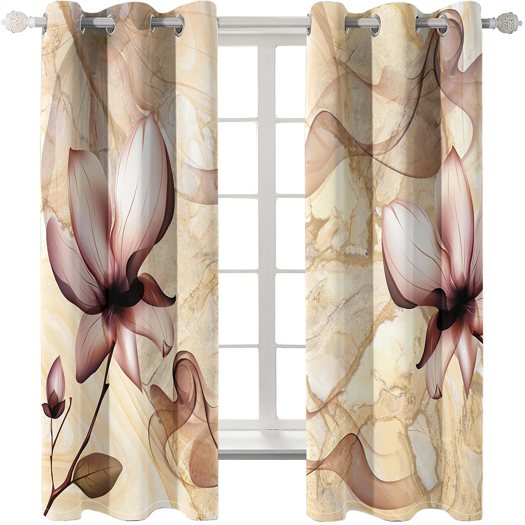 photo Blackout Window Drapes Luxury 3D Curtains brown lily flower curtains Drapes Cortinas