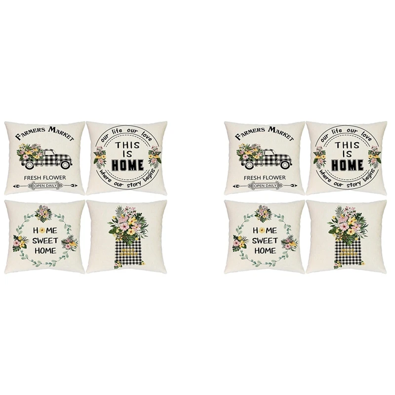 

Летние наволочки для подушек в фермерском стиле 18 х18, набор из 8 летних украшений, летние наволочки для домашнего декора