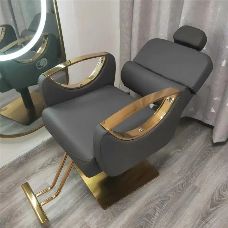 

Makeup Grey Barber Chair Reclinable Classic Professional Chair Lifter Swivel Square Mat Soft Cadeira De Barbeiro Furnitures