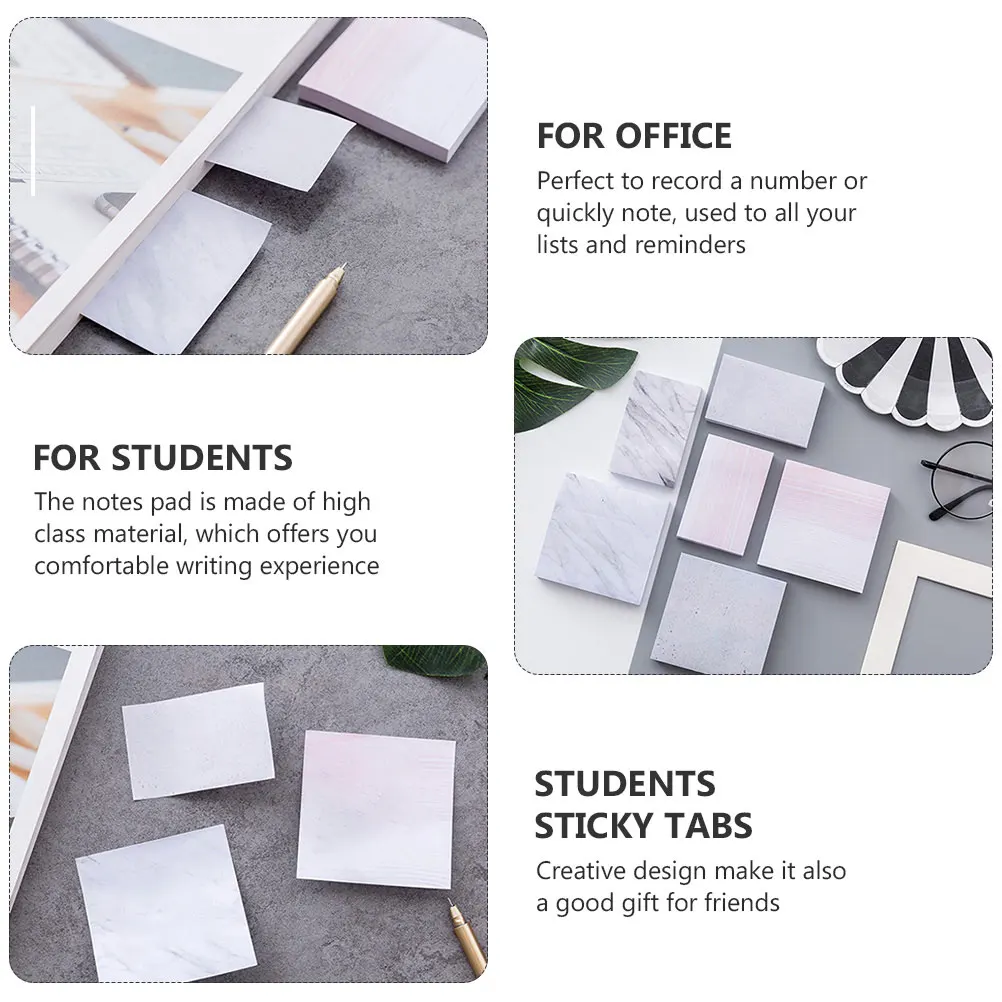 

12PCS Marble Sticky Message Notes For Students Notes Adhesive Memos Office Students Teachers Personalized Creative