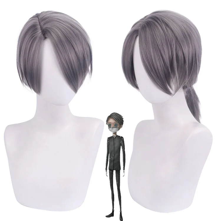 Peluca de cola de caballo gris sintética para disfraz de personaje de juego de fiesta de Cosplay pelo largo de fibra resistente al calor