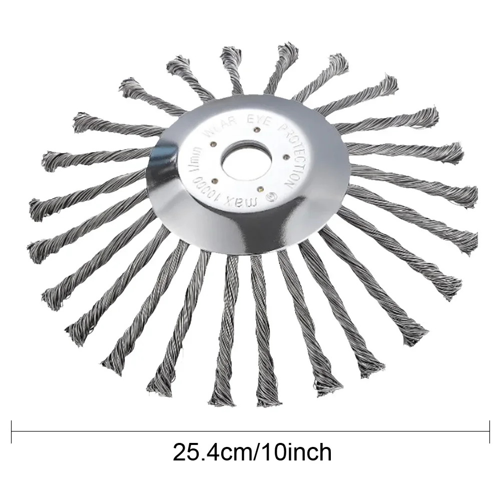 Removal Rust Weed Brush Cutter Head Lawn Mower Brush Cutter Tools  1Pc 10 Inch Steel Wire Wheel Universal Garden Weeding Brush