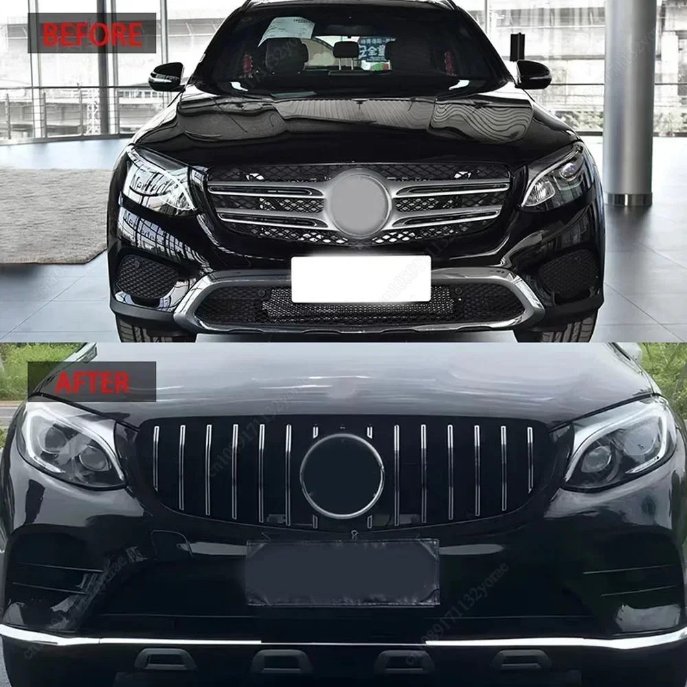 GT Style For Mercedes Benz GLC Class X253 2015-2019 GLC250 300 350 GLC43 AMG Car Front Inlet Mesh Bumper Grille Grid Grill Refit