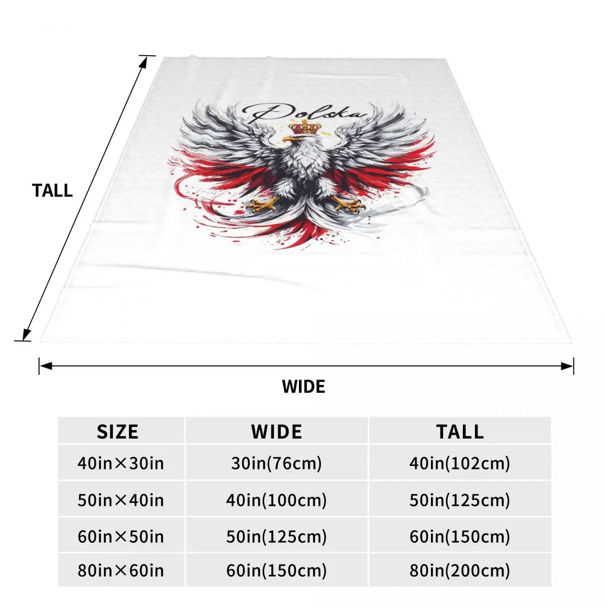 Poland Polska Polish Flag Red White Eagle Crown Gift Blanket Soft Warm Flannel Throw Blanket Cover for Bed Travel Home Couch