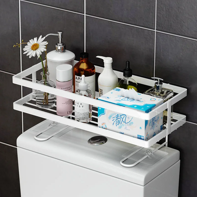 Toilet Rack Punch-Free Metal Wall-mounted Shelf For Bathroom Multifunction Storage Basket Home Waterproof Drop Shopping K137