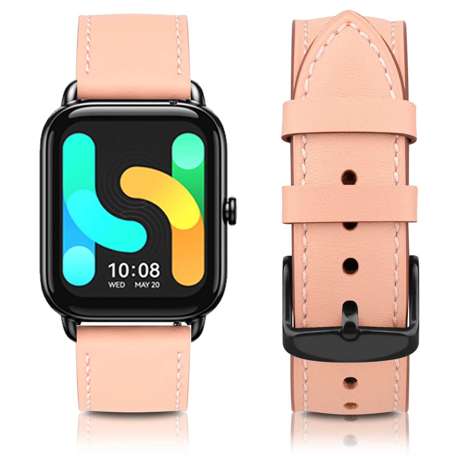 

Leather Strap For Xiaomi IMILAB KW66/Mibro Lite Color Air/YAMAY SW022 Band Bracelet For Haylou RS4 Plus RT2 LS10/LS02/RT/LS05s