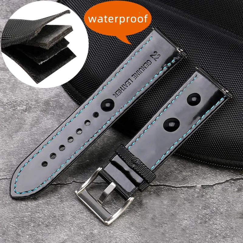 7 Colors Unisex high-quality Canvas strap 20mm 21mm 22mm 23mm 24mm watch band bracelet men women blue orange black red line - Image 3