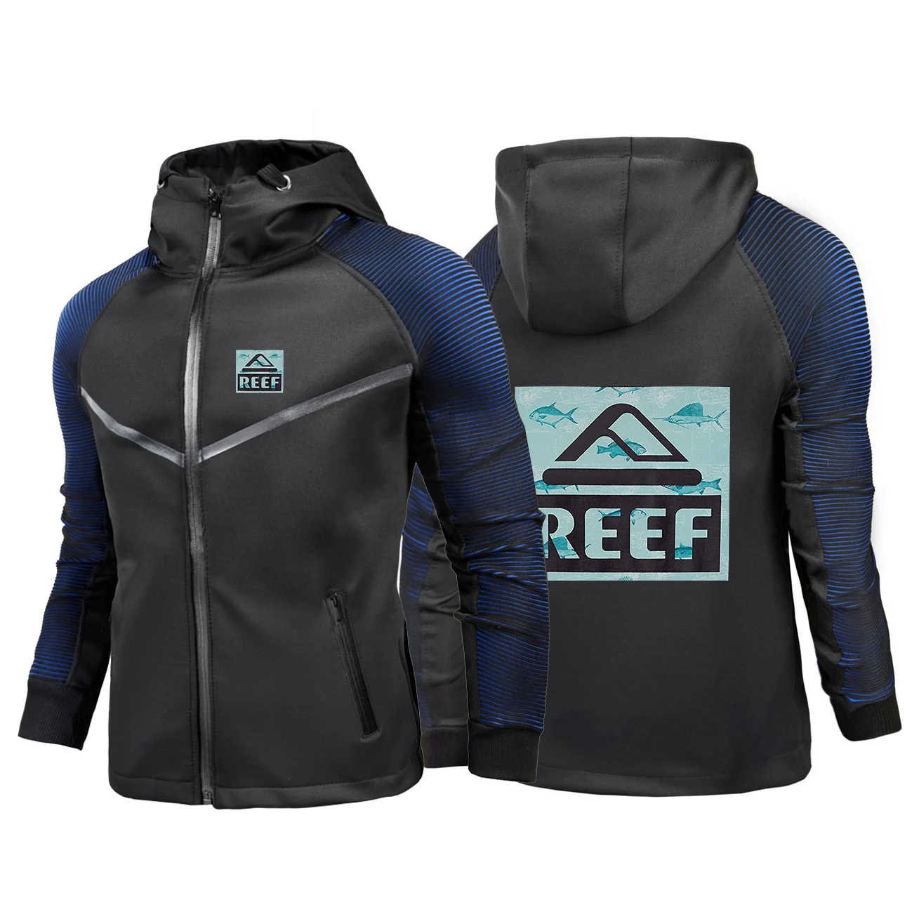 

2024 New Reef Printing Spring and Autumn Men's Windproof Zipper Jacket Comfortable Casual High Quality Hooded Racing Suit Tops