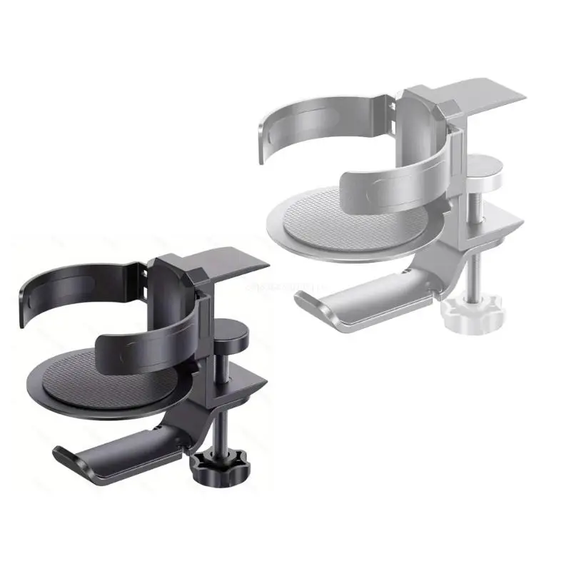 

Solid Desk Headphone Mount 360Degree Swivels Headsets Hanger with Cup Holder Solid Aluminum Alloy Constructions DropShipping