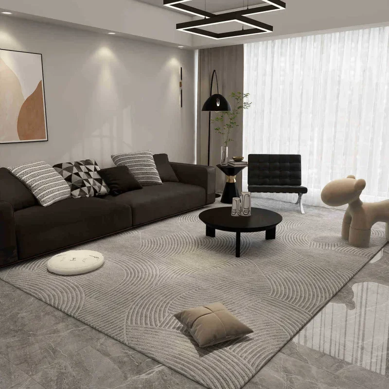 Minimalist Abstract Line Carpet Nordic Gray Artistic Decorative Rug Large Size Living Room Carpet Bedroom Easy Clean Bedside Rug