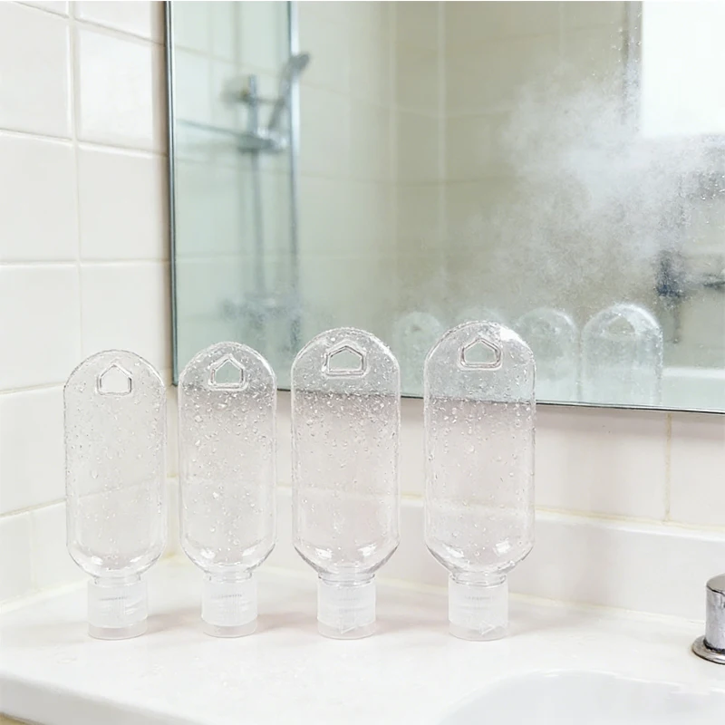 

50 шт. пластиковых мини-бутылочек-брелоков объемом 30/50/60 мл, портативные, герметичные, с откидной крышкой и распылителем, многоразовые контейнеры для дезинфицирующего средства для рук