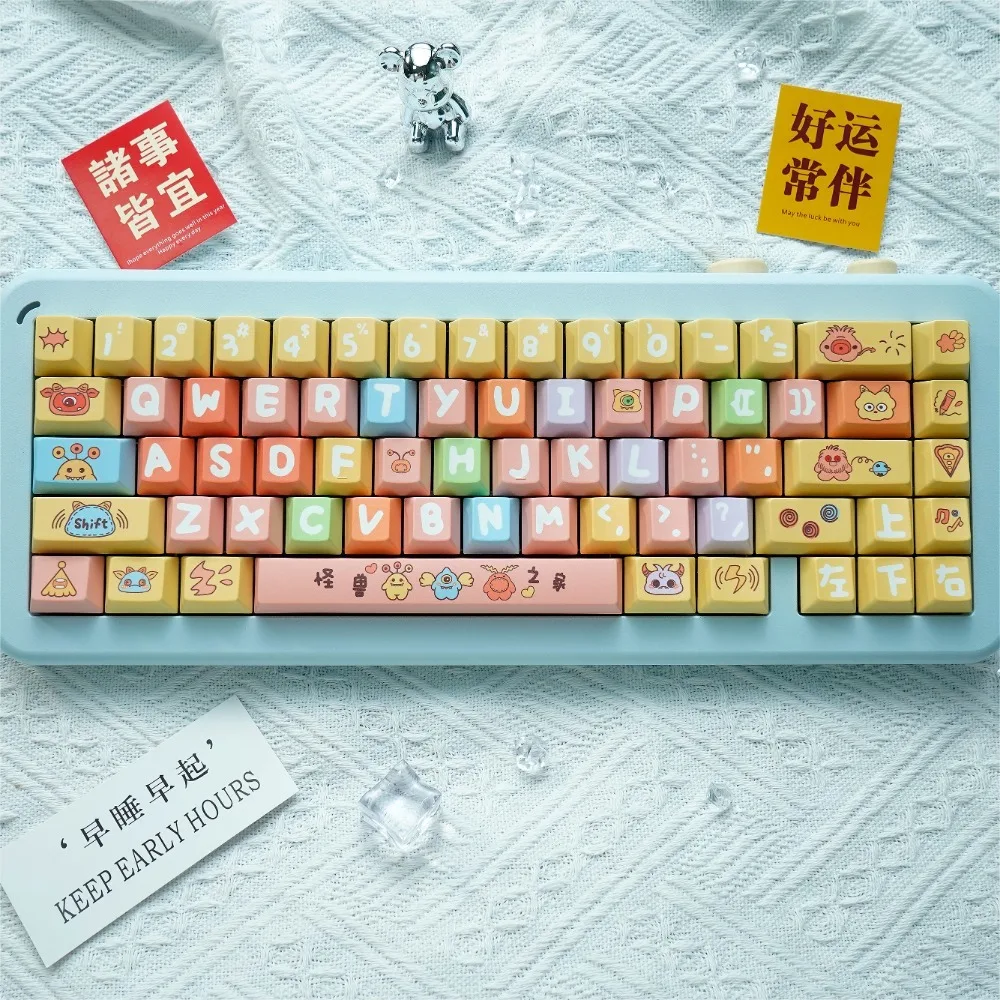 

Monster House, Keycap 136 Keys, Cherry PBT for 61/64/87/104/108Keys GMK67 Gaming Mechanical Keyboard