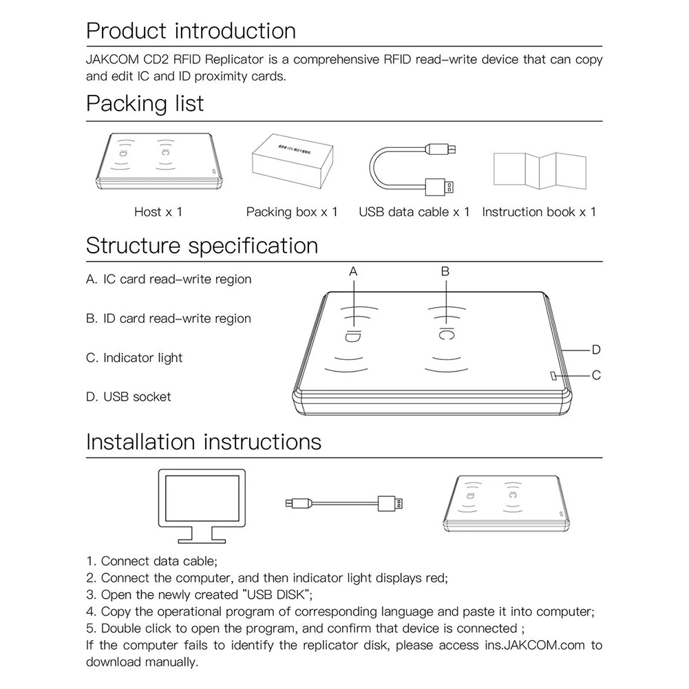 CD2 RFID Replicator 125Khz 13.56 Mhz Frequency RFID Copier ID IC Card Replicator Reader Writer For JAKCOM R4